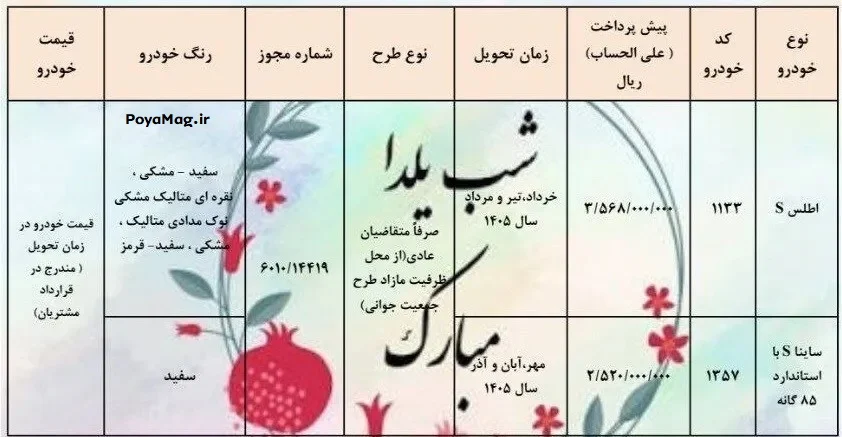 شرایط پیش فروش سایپا شب یلدا 1404