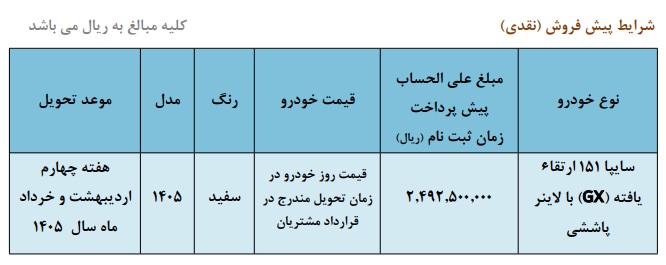 پیش فروش وانت سایپا 151 GX آغاز شد + لیست قیمت | آذر 1404 2 پیش فروش وانت سایپا 151 GX
