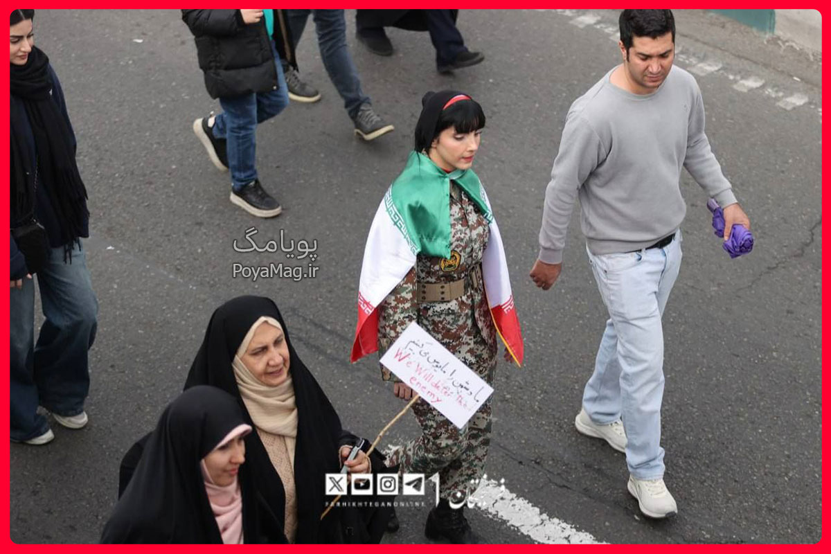 استایل زن ارتشی در راهپیمایی 22 بهمن امروز تهران + عکس