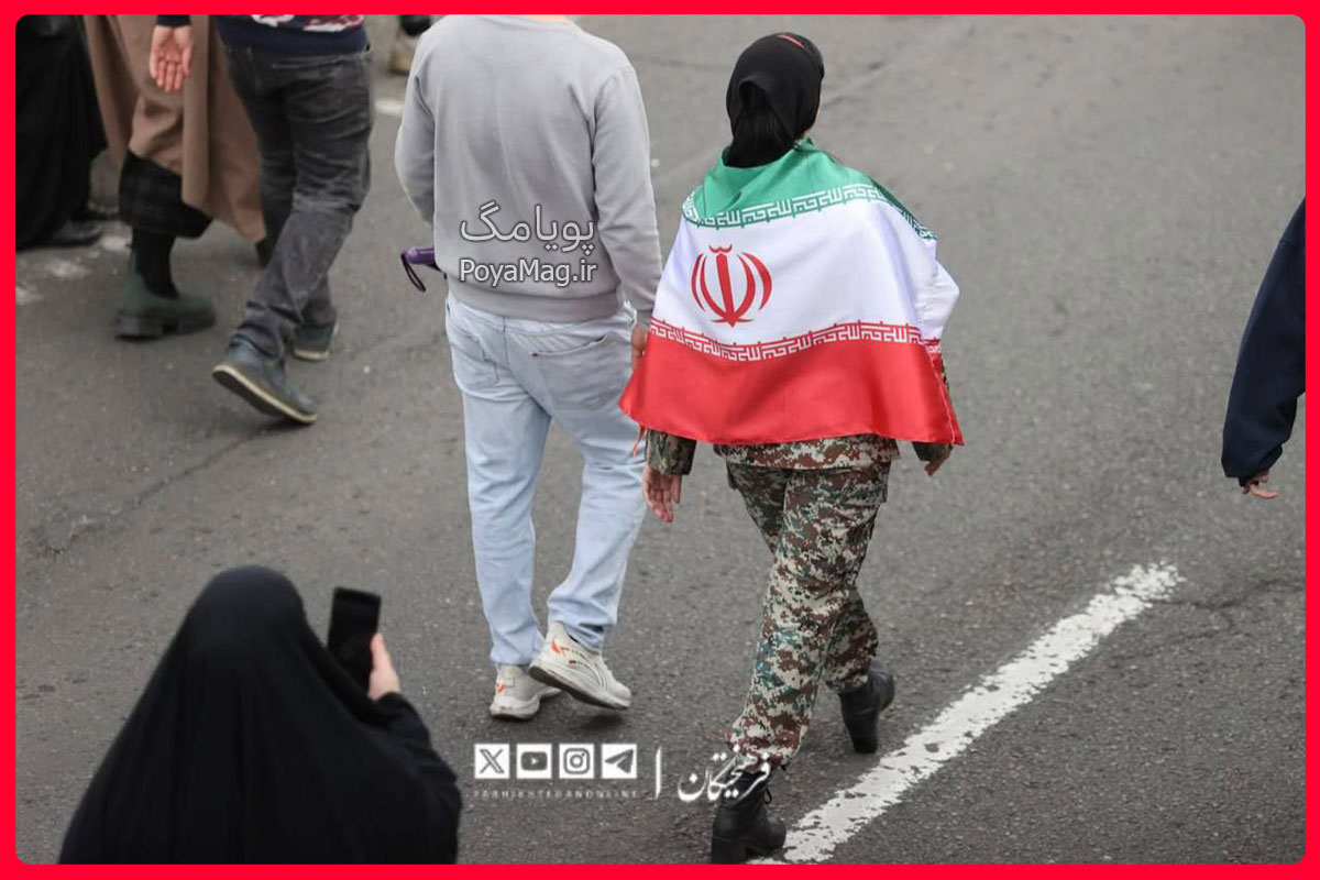 استایل زن ارتشی در راهپیمایی 22 بهمن امروز تهران + عکس