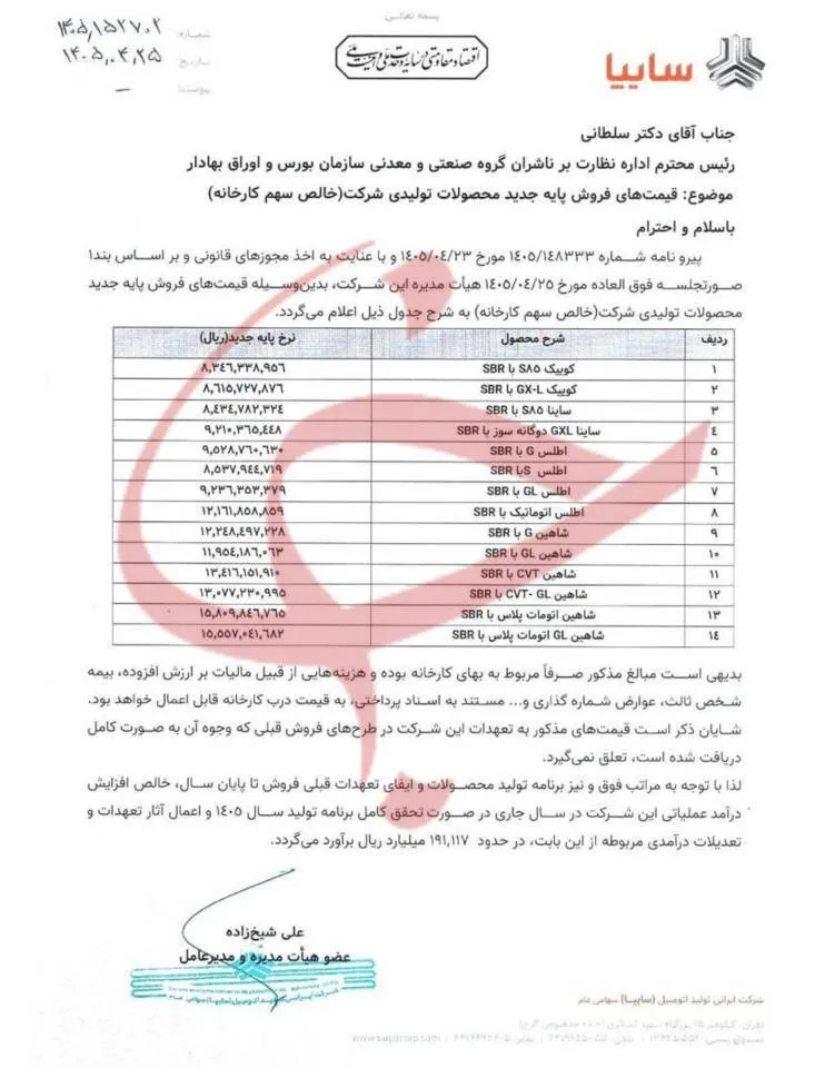 جدول قیمت جدید کارخانه محصولات سایپا در تیر ۱۴۰۵؛ شاهین، اطلس، ساینا و کوییک چقدر شدند؟ 2 قیمت محصولات سایپا تیر 1405